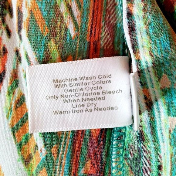 Boston Proper Amazon Ikat Dress Green Multicolor Deep V Neckline - Picture 8 of 8